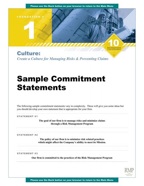 Sample Commitment Statements