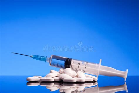 Composition Of Surgical Mask Tablets And Syringes Medical Supplies