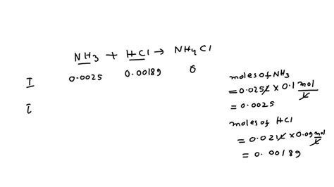 SOLVED A 25 00 ML Aliquot Of 0 100 M NH3 Is Titrated With 21 00 ML Of