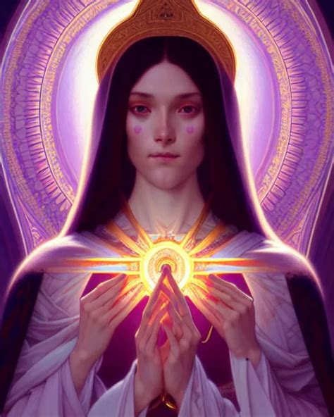 Symmetry Portrait Of Saint Germain Violet Flame Stable Diffusion