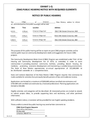 Fillable Online CDBG PUBLIC HEARING NOTICE Fax Email Print PdfFiller