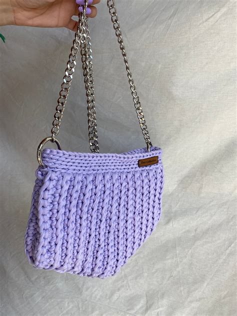 Crochet Shoulder Bag Genuine Cotton Shoulder Bag Crochet Etsy