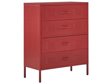 Металлический комод с 4 ящиками красный ENAGO, цена 14687 ₴: купить на ...