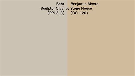 Behr Sculptor Clay PPU5 8 Vs Benjamin Moore Stone House CC 120 Side