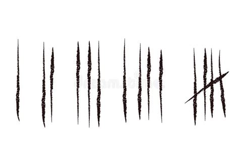 Set Tally Marks Lines Or Sticks Hand Drawn Isolated On White Background