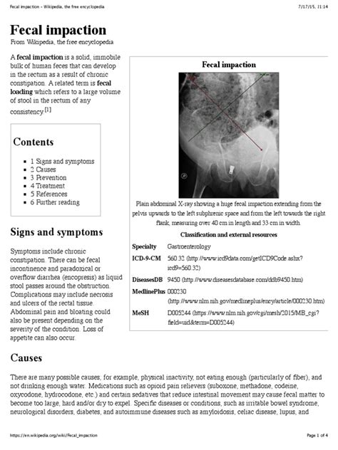 Wikipedia - Fecal Impaction (CHECKED) | Symptoms And Signs | Health Care