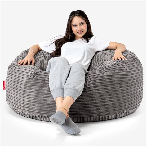 Lounge Pug Pom Pom Large Bean Bag For Adults Mammoth Giant Beanbag Uk Charcoal Grey