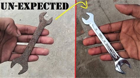 Old Rusty Wrench Restoration With Mirror Finish Mini Spanner Tool