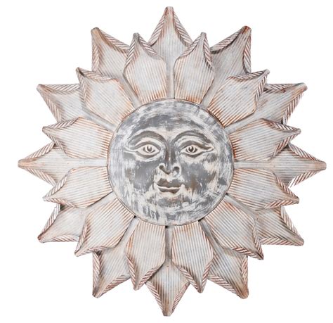 Benzara Metal Sun Face Wall Decor With Curved Petals Design Gray And