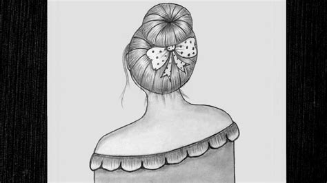 How To Draw A Beautiful Girl With A Messy Bun Hair Step By Step Drawing Tutorial Pencil