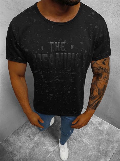 Camiseta De Hombre Negra OZONEE JS S016 3 OZONEE