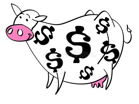 Cartoon Of Cash Cow With Dollar Signs On Her Coat Stock Vector Image