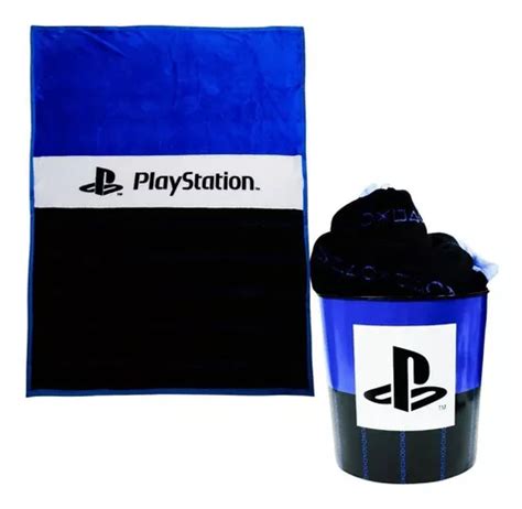 Kit Playstation Manta Ultra Soft Plush Balde Pipoca Oficial