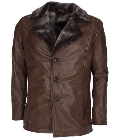 Wolverine Mens Brown Fur Leather Coat Stinson Leathers