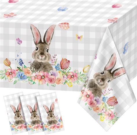 Amazon 6Pcs Spring Easter Bunny Buffalo Plaid Checkered Tablecloth