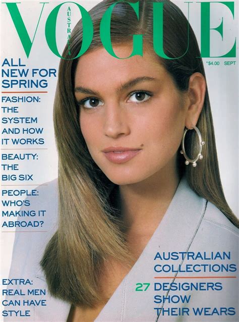 Cindy Crawford Vogue Australia September 1987 Original Supermodels 90s Supermodels Vogue