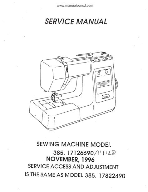Service Manual Kenmore 38517126690 Sewing Machine
