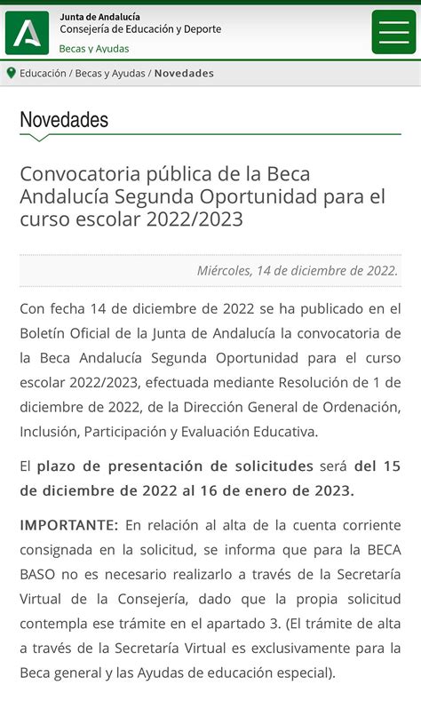 Convocatoria Beca Segunda Oportunidad