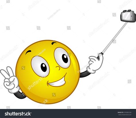 Mascot Illustration Smiley Handling Selfie Stick Stock Vector Royalty