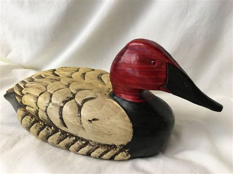 Vintage Signed Leo Koppy Drake Canvasback Hand Carved Wood Duck