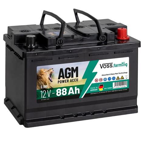 VOSS farming 12V AGM Akku 88Ah für Weidezaungeräte