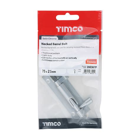 Timco Necked Barrel Bolt Satin Chrome 75 X 25mm TIMpac Of 1