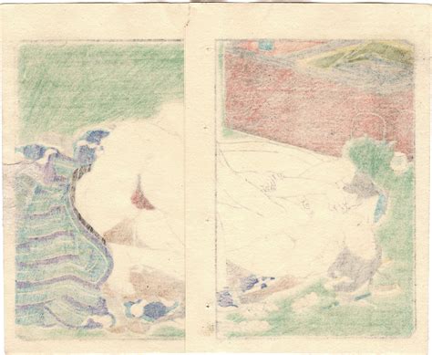 SPRING POEMS NAKED COUPLE EMBRACING NEXT TO THE BRAZIER Utagawa