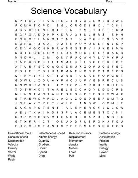 Science Vocabulary Word Search WordMint