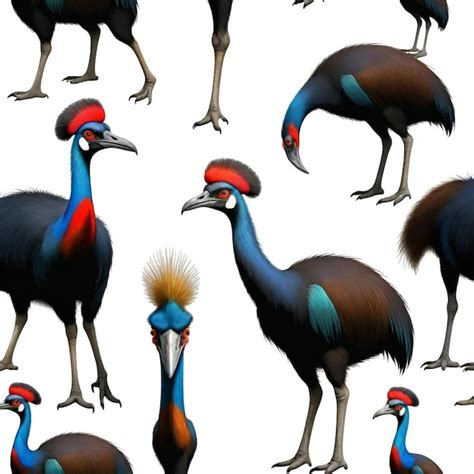 Cassowary Vector Set White Background Isolated A High Quality Premium