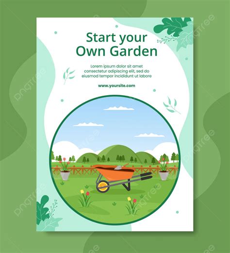 Gardening Poster Template Flat Cartoon Background Vector Illustration