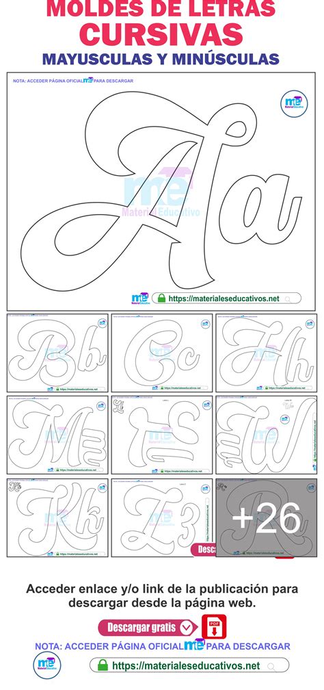 MOLDES DE LETRAS CURSIVAS MAYUSCULAS Y MINÚSCULAS PARA MANUALIDADES