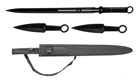 28 Ninja Sword With 2 Pc Throwing Knives