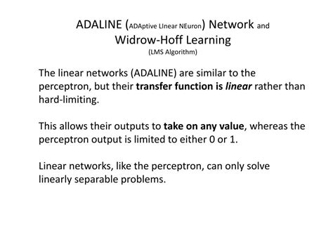 adaline  ptive li  ne uron network  widrow hoff