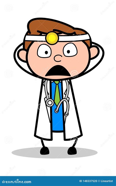 Besorgt Berufskarikatur Doktor Vector Illustration Stock Abbildung