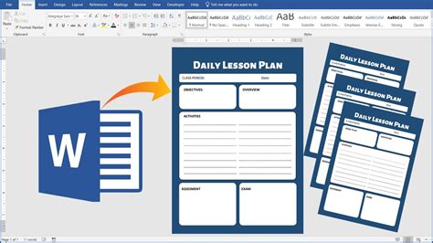 Daily Lesson Plan Template Create In Ms Word Youtube