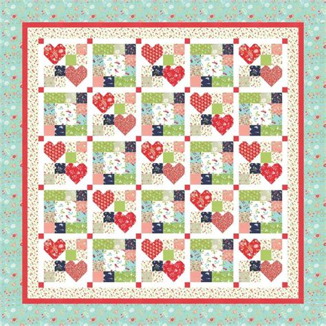 Heart To Heart 3 Pdf Quilt Pattern Etsy Canada Matelassage Modèles De Courtepointe Blocs