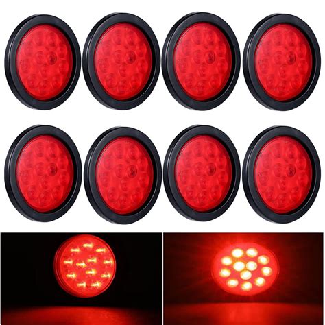 Inch Round Red Led Se Trailer Tail Lights Pack Of Grommet Plug