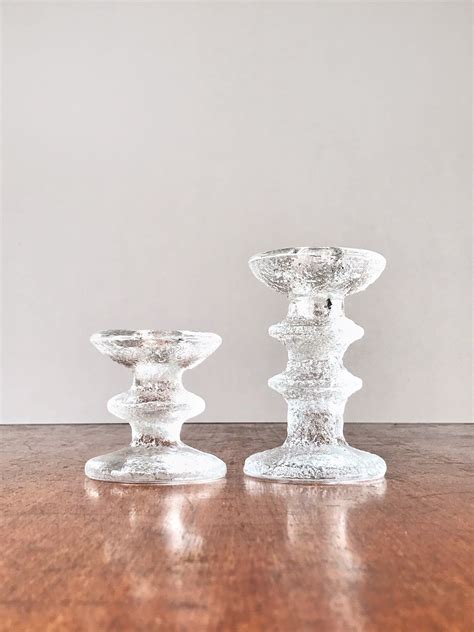 Two Vintage Iittala Festivo Candle Holders Single And Double Etsy In 2021 Glassware Design