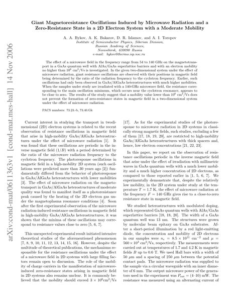 Pdf Giant Magnetoresistance Oscillations Induced By Microwave