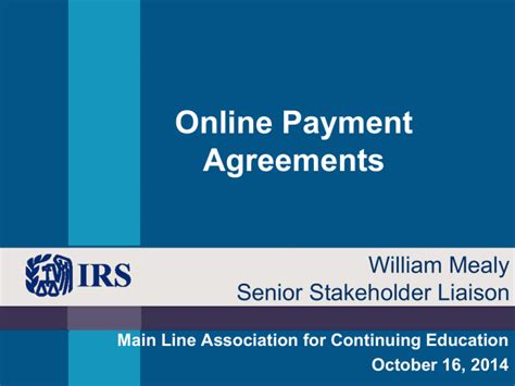 Irs Online Payment Agreement Mace Oct 16 2014