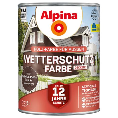 Alpina Wetterschutzfarbe Schokoladenbraun Liter Deckend