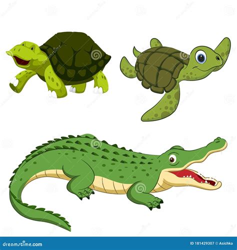 Cartoon Reptiles Set Vector Illustration | CartoonDealer.com #87130596