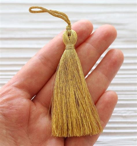 Metallic Yellow Gold Silk Tassel Thread Tassel Glittery Shiny Tassels Mala Tassel Decorative