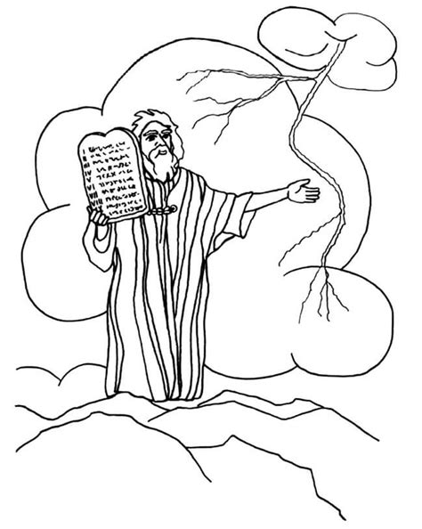 Moses with Ten Commandments Coloring Page - Free Printable Coloring Pages for Kids