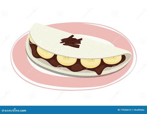 Sweet Tapioca Recipe With Banana And Chocolate Vector Illustration