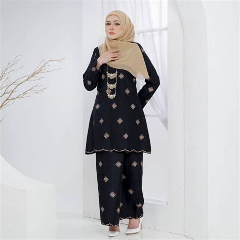 Baju Raya Baju Kurung Riau Moden Cotton Songket Printed Plus Size