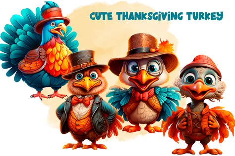 Cute Thanksgiving Turkey Clipart Sublima Graphic By ElenaZlataArt