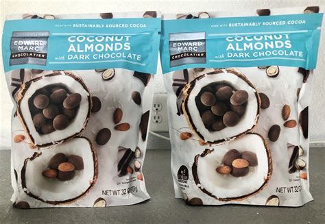 Edward Marc Chocolatier Coconut Almonds With Dark Chocolate 32 Oz Each