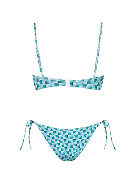 Bikini Balconette Calma Tie Verde Y Azul Robin Collection Robin Collection