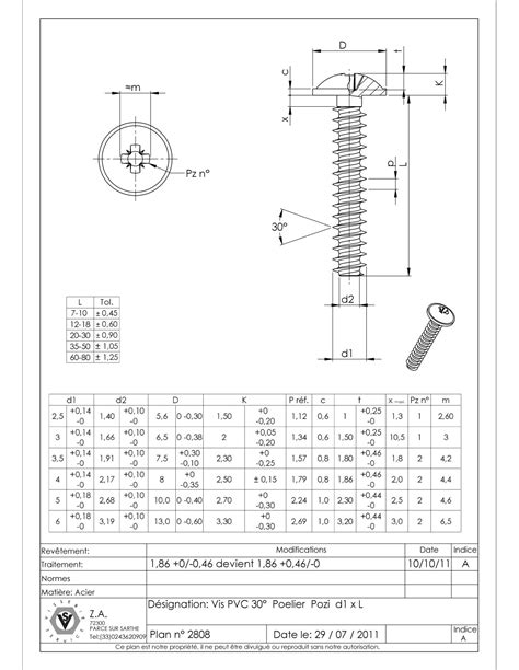 Vis PVC Poelier tête ronde large Tête ronde large Pozi 1 3X20 1441